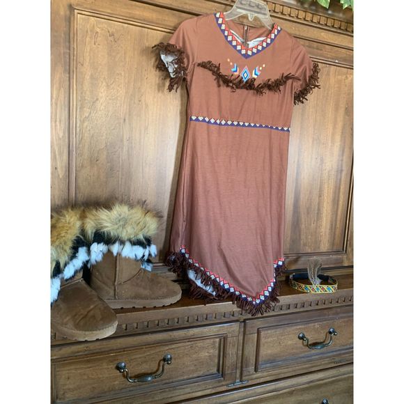 Native American Costume Girls Dress with boots - Picture 1 of 5